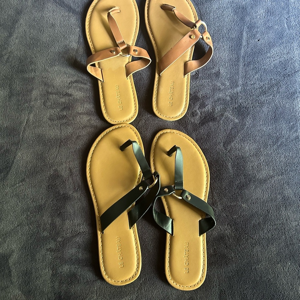 2 pairs of Le Chateau Women's Sandals in Tan and Black Size 8